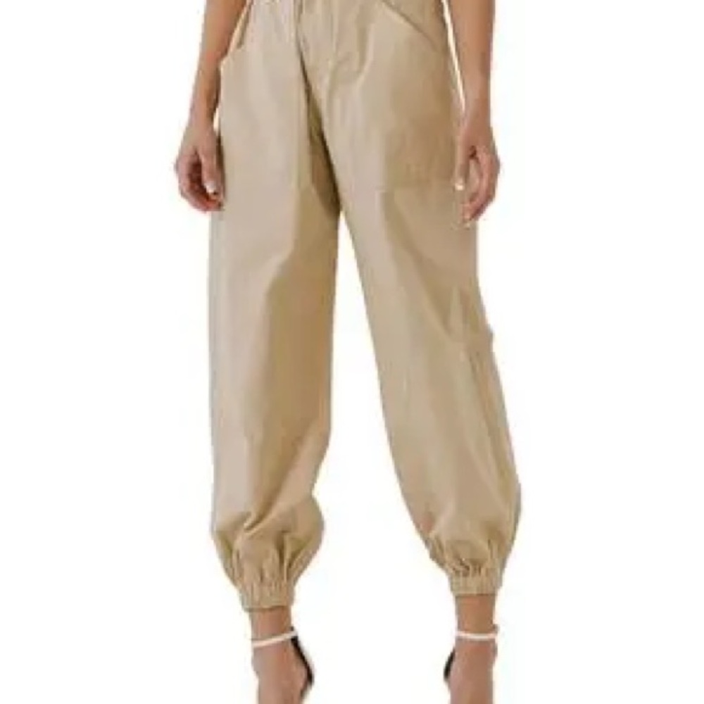 GREY LAB Tan High-Waisted Jogger Track Pants